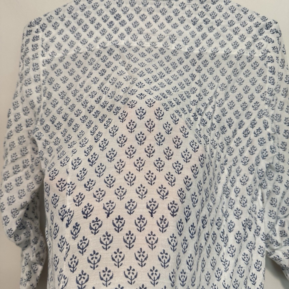 Alicia Bell NWT Popover Flounce Dress in White with Blue Floral Print Size XS - Picture 4 of 7
